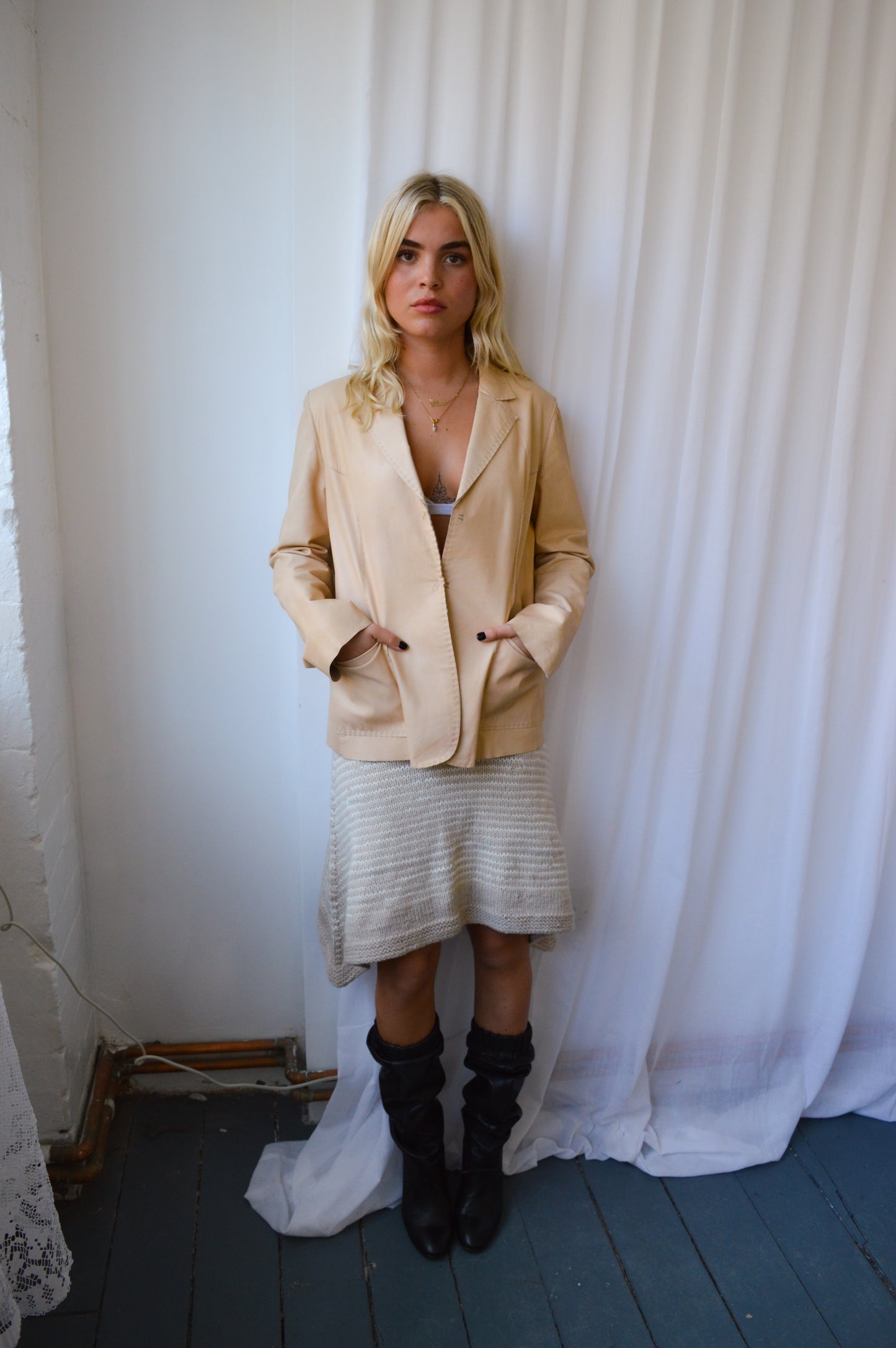 Chine Tan Leather Jacket