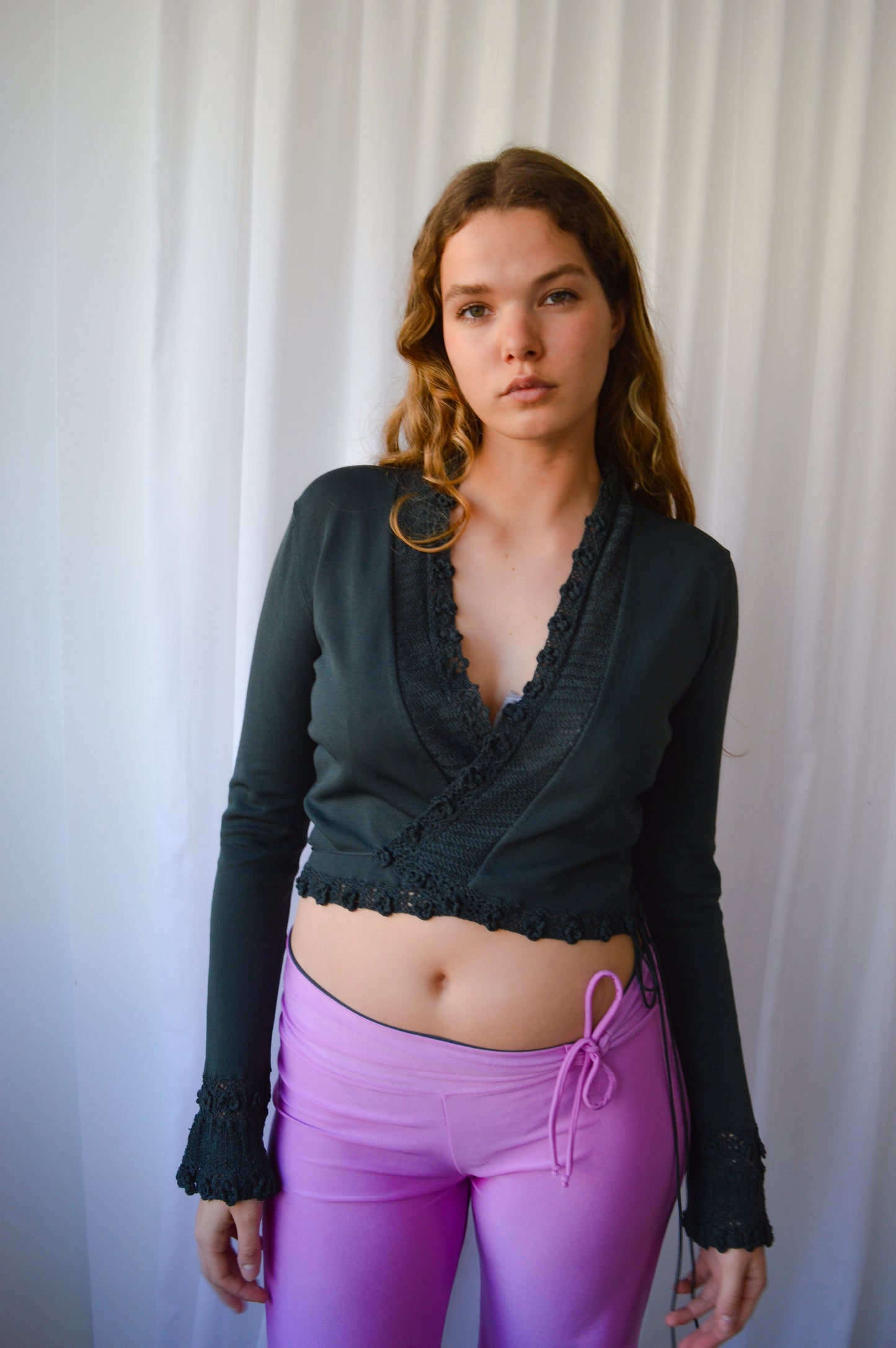 Chine Green Wrap Top