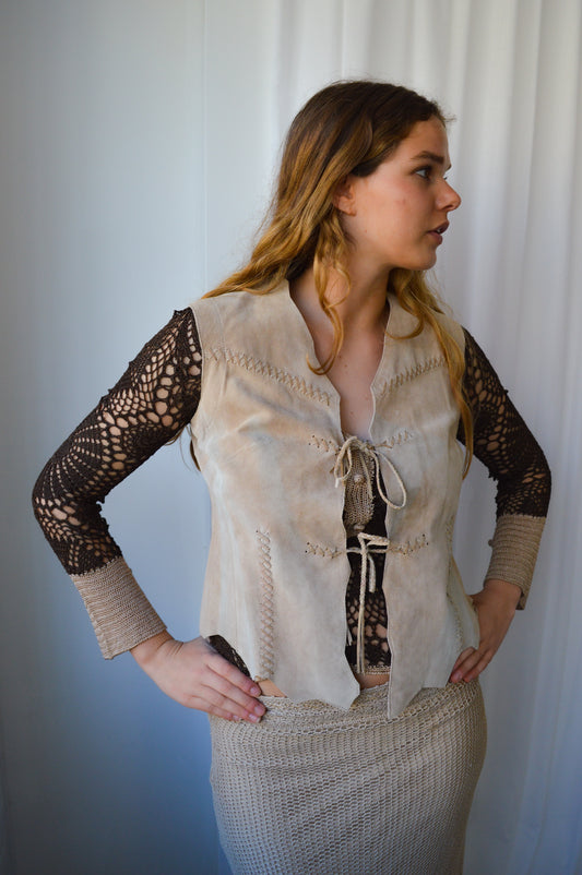 Vintage Beige Suede Waistcoat