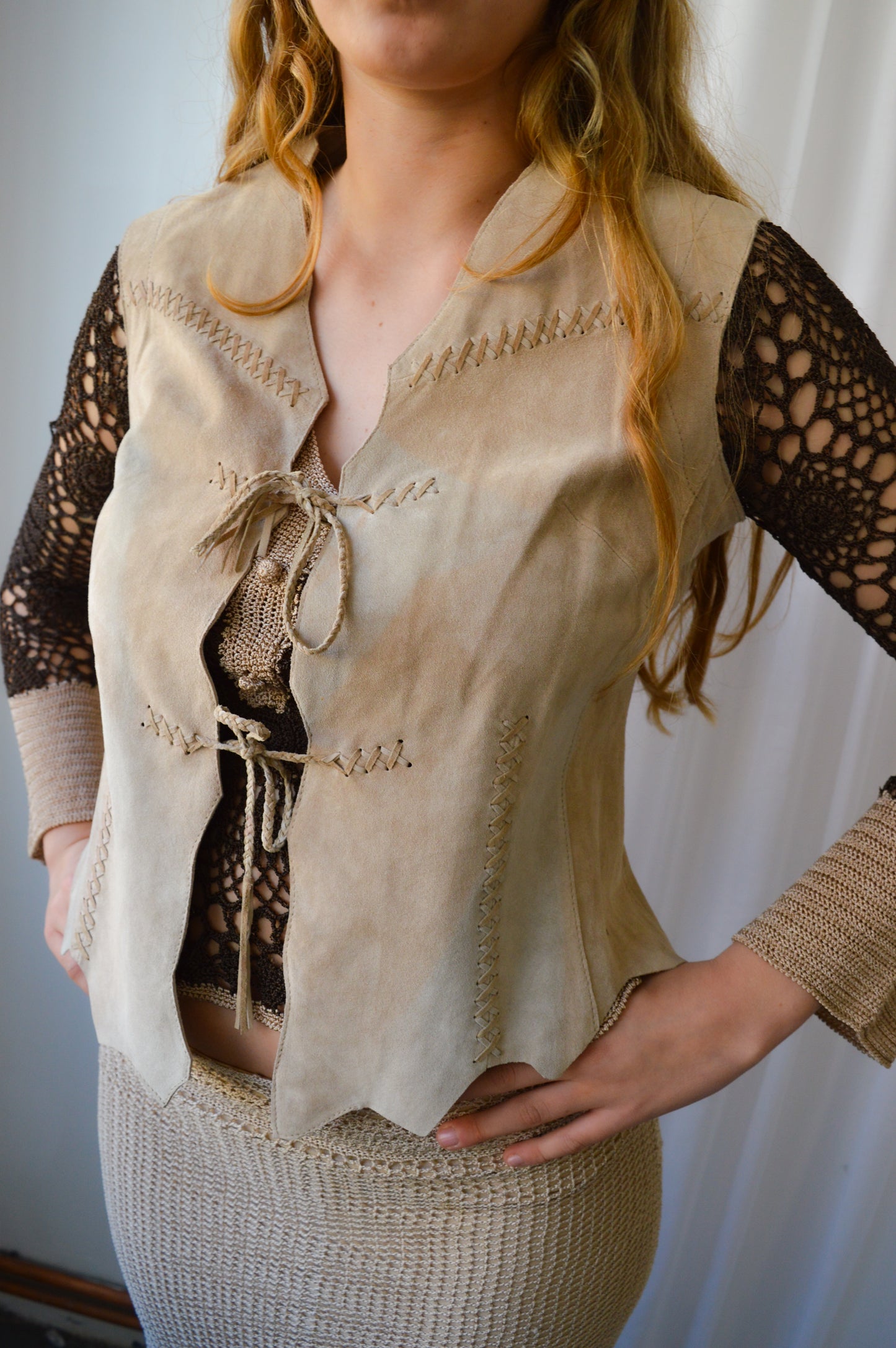 Vintage Beige Suede Waistcoat
