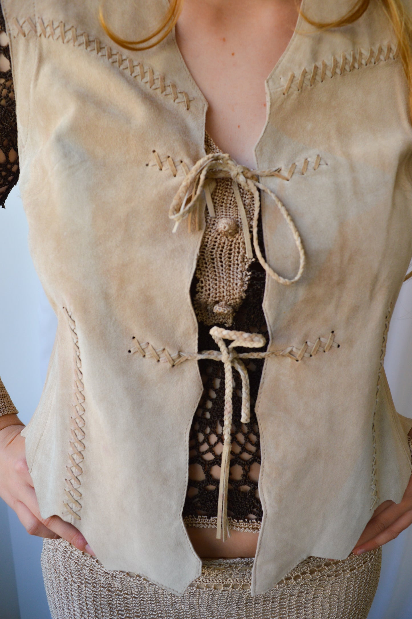 Vintage Beige Suede Waistcoat