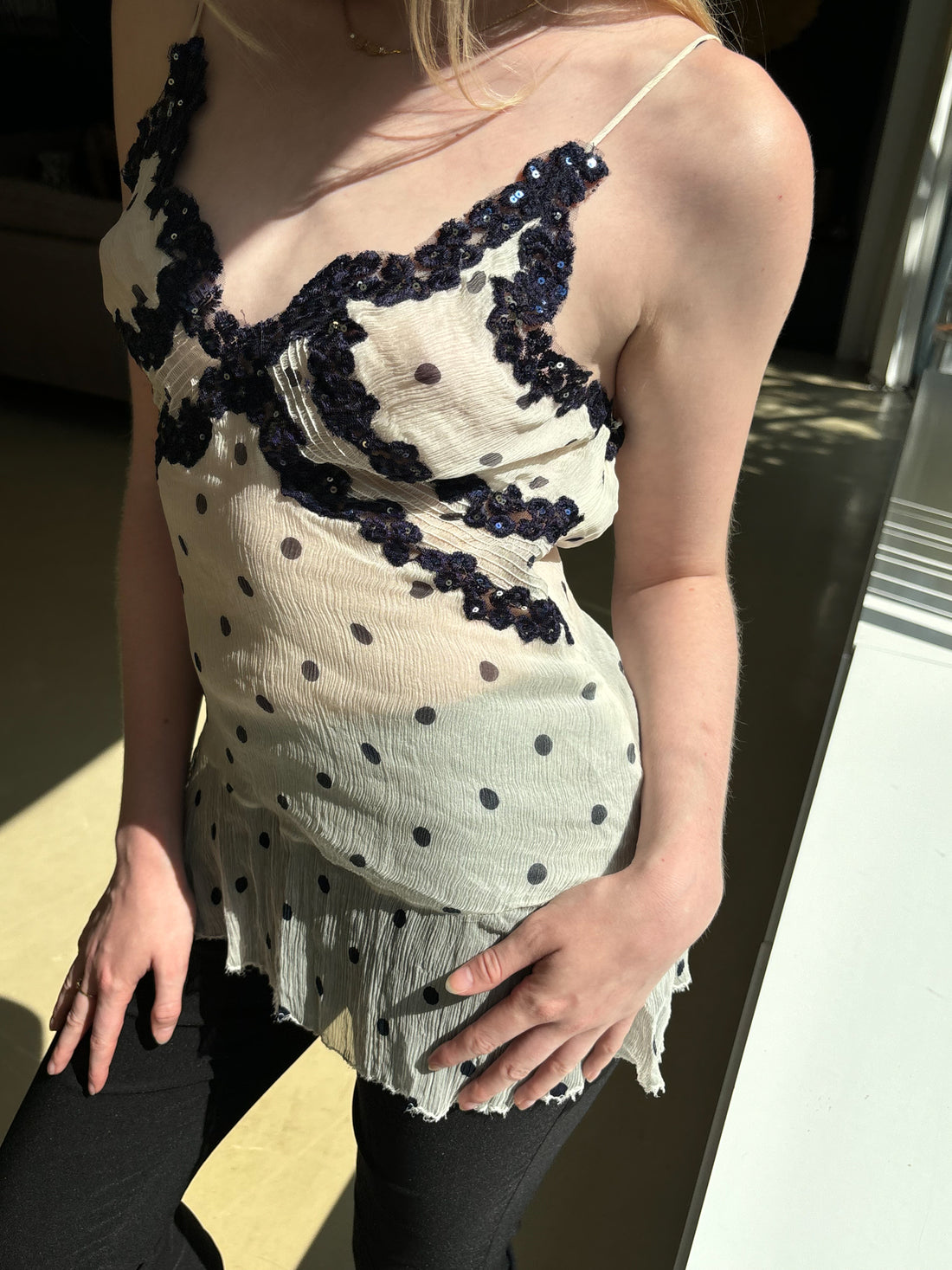 Ermanno Scervino Silk Polka Dot Cami Elsie's Archive