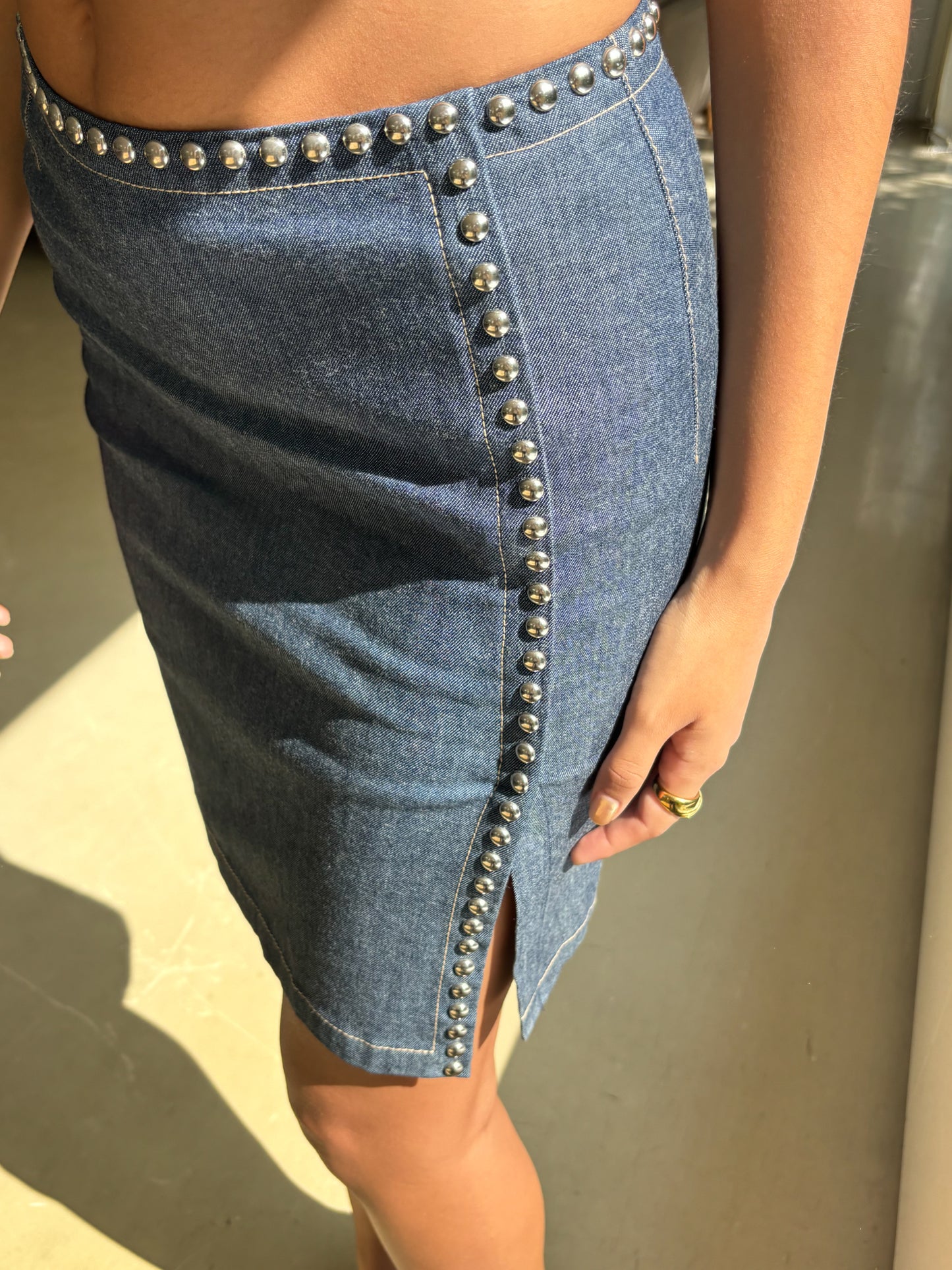 Dolce & Gabbana Denim Studded Skirt