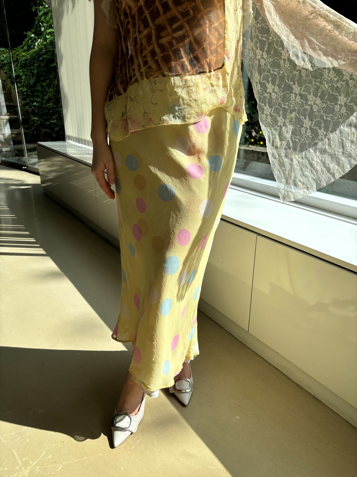 Wrap Yellow Polka Dot Maxi Skirt