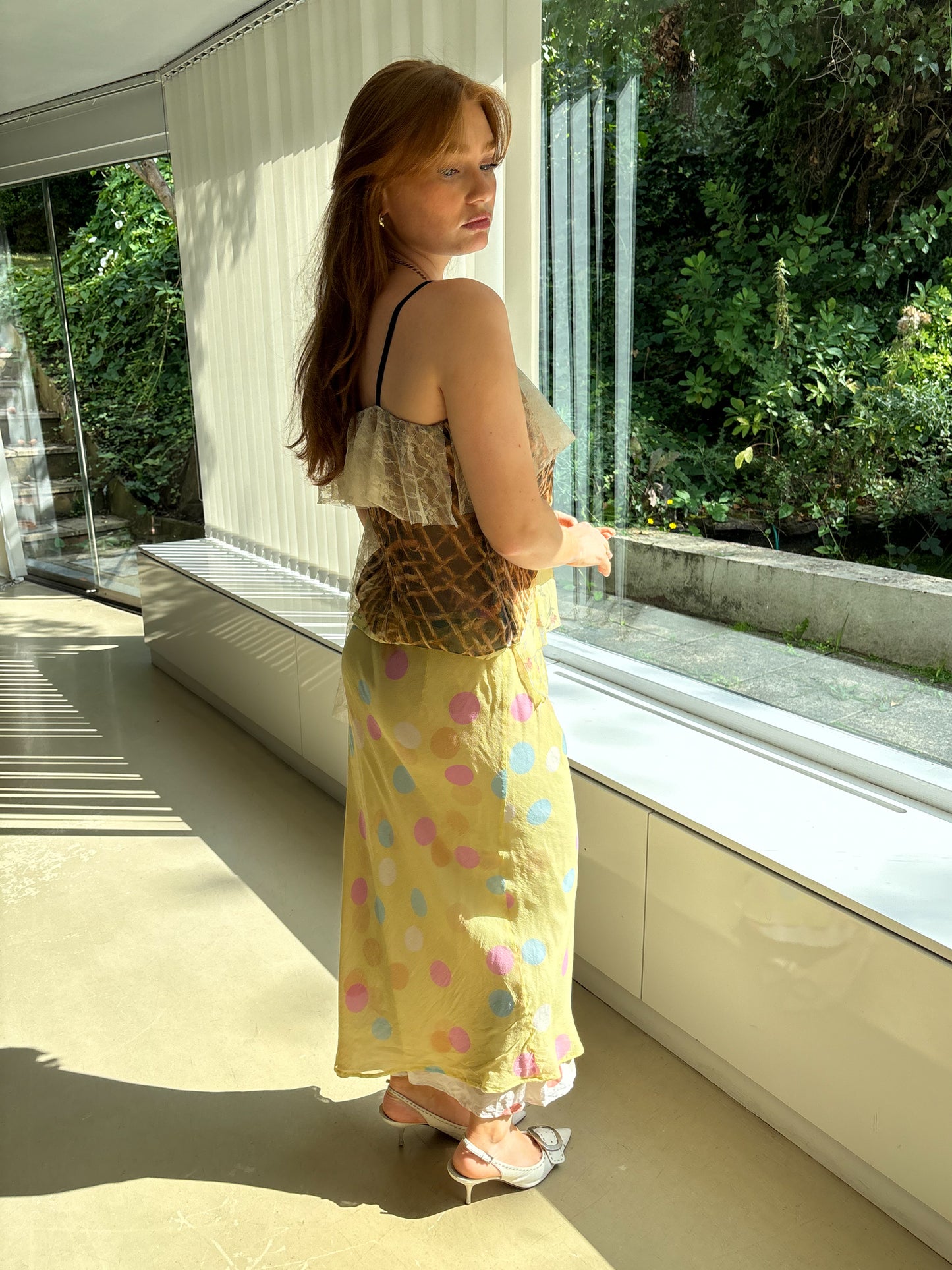 Wrap Yellow Polka Dot Maxi Skirt