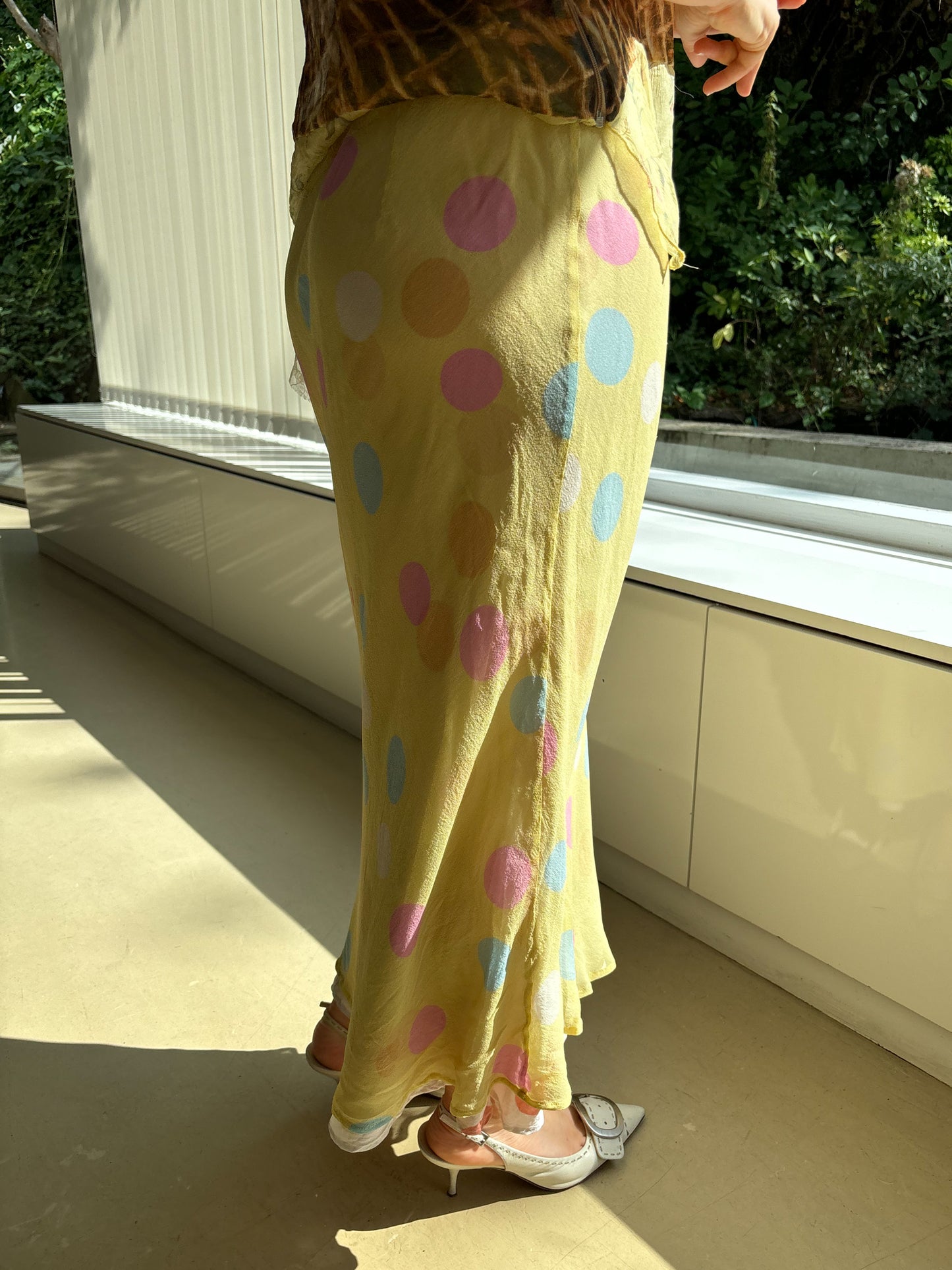 Wrap Yellow Polka Dot Maxi Skirt