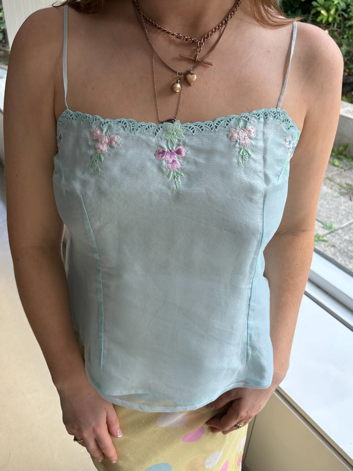 Vintage Blue Embroidered Cami