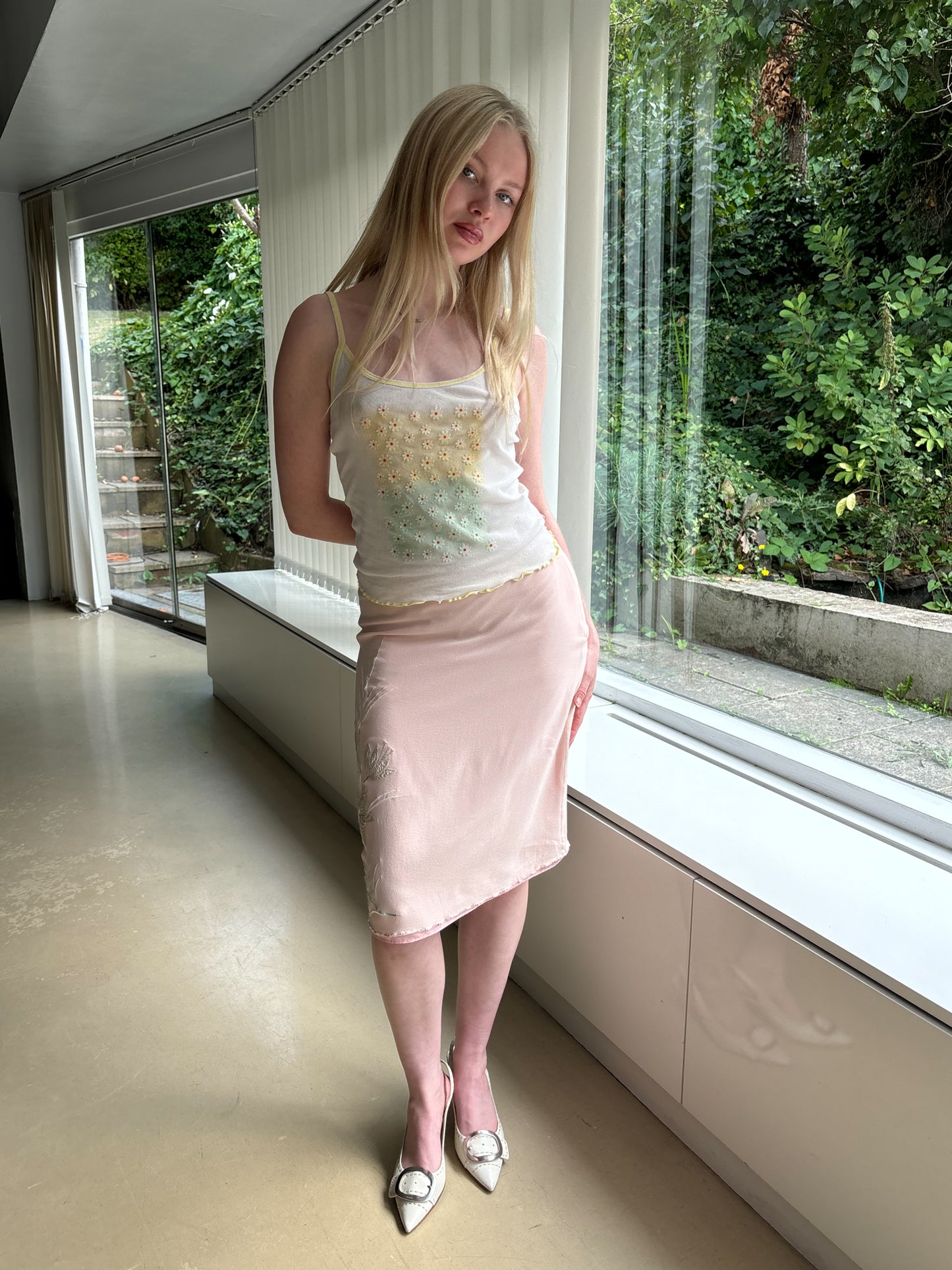 Precis Baby Pink Silk Skirt