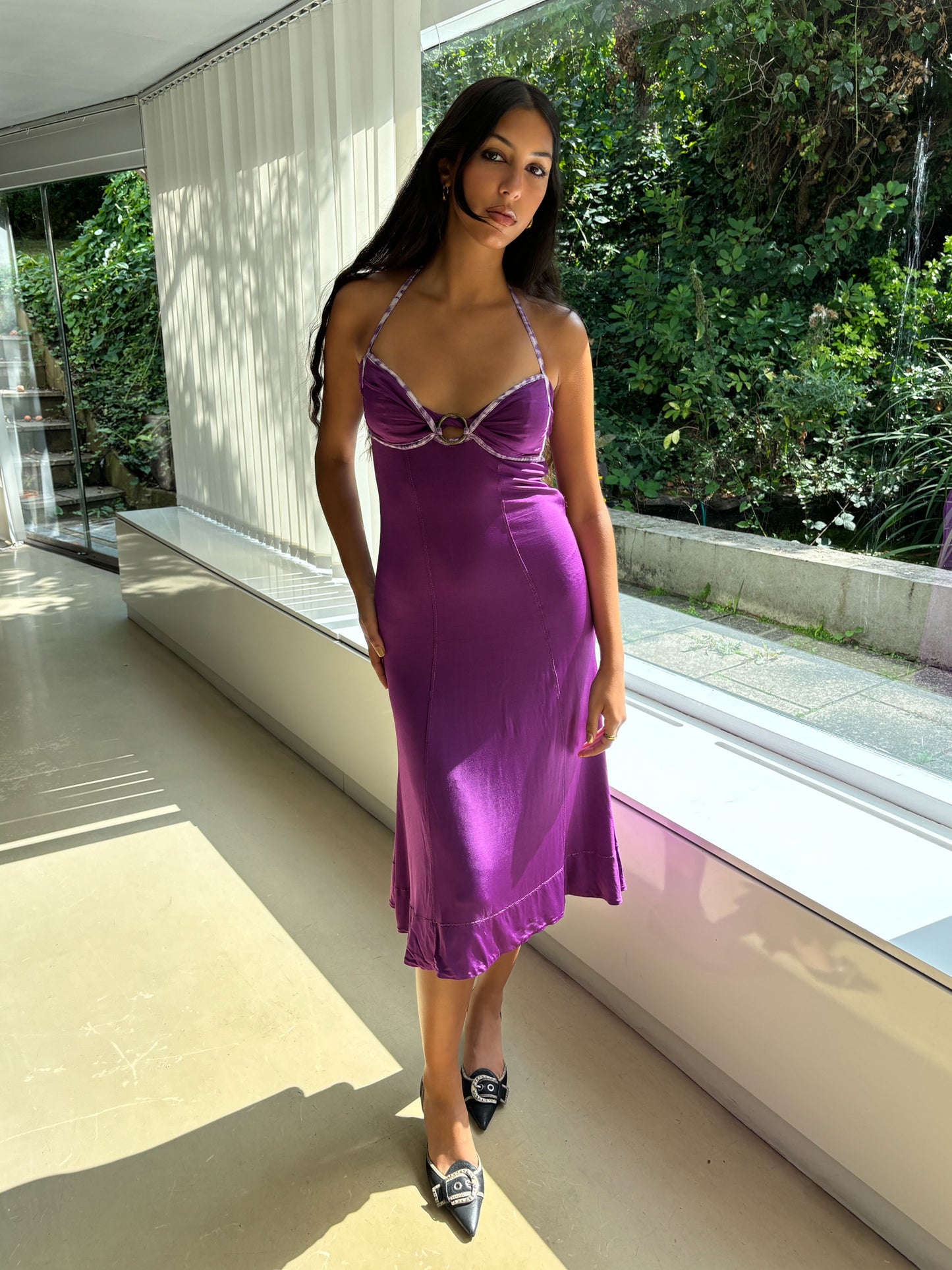 Roberto Cavalli Purple Midi Dress