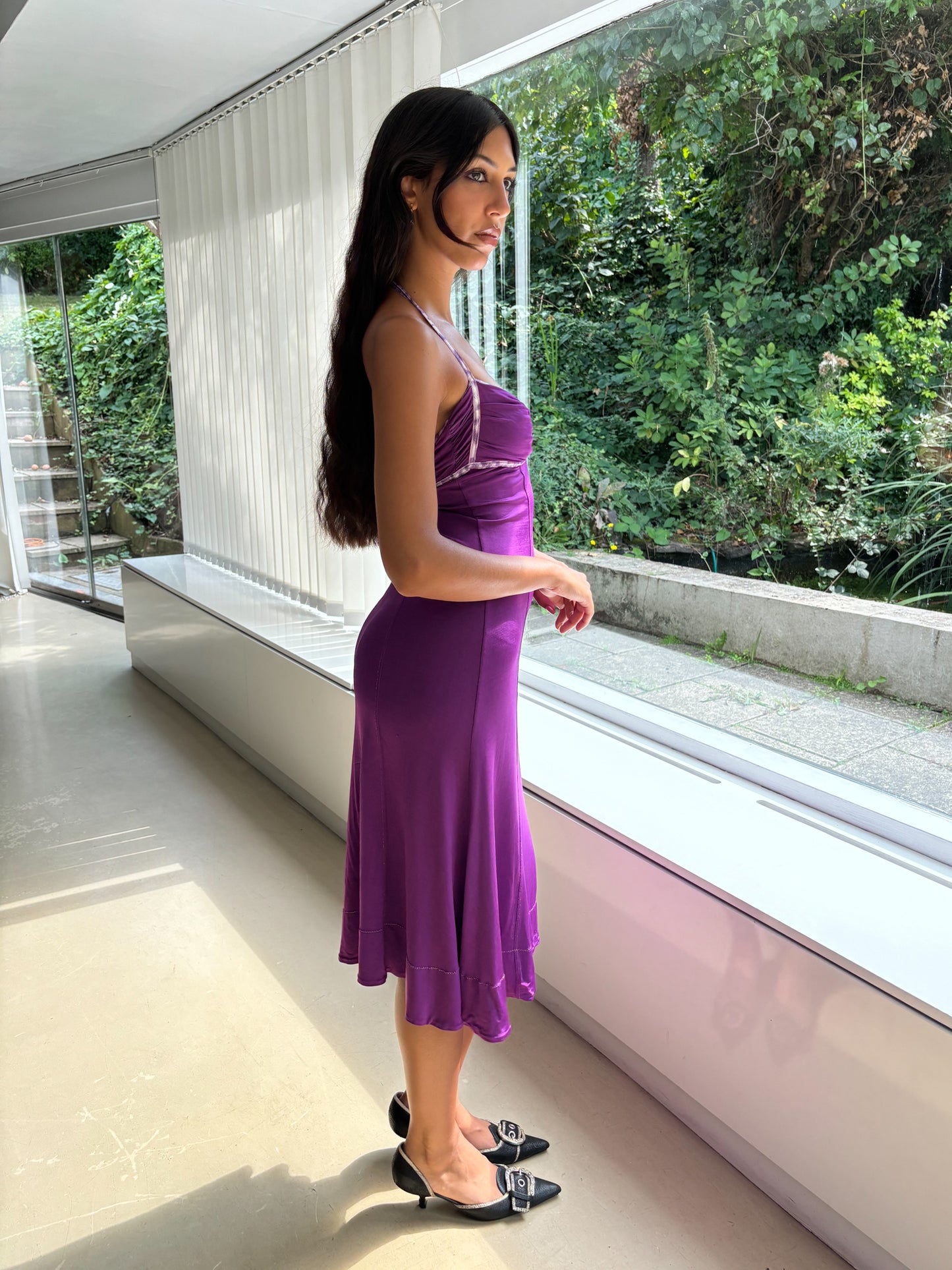 Roberto Cavalli Purple Midi Dress